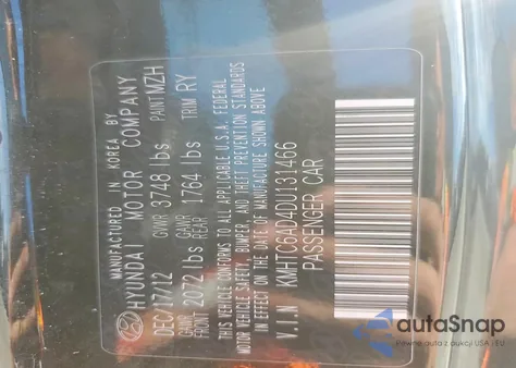 2013 Hyundai Veloster z USA, uszkodzony, nr VIN KMHTC6AD4DU131466